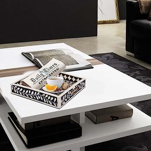 Handicrafts Home Bone Inlay Black Decorative Ottoman Serving Tray