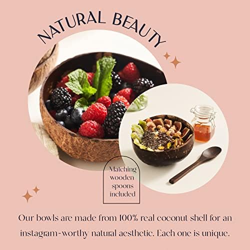 Coconut Bowl Set with Wooden Spoons – Handcrafted Eco-Friendly Acai