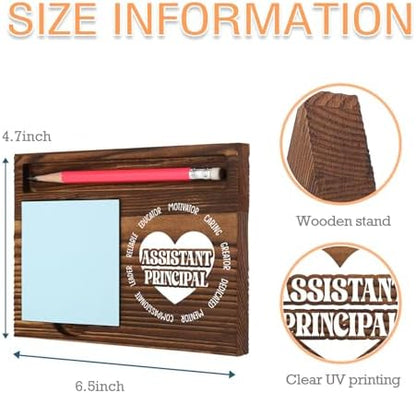Assistant Principal Thank You Gift, Rustic Wooden Pencil Note Holder
