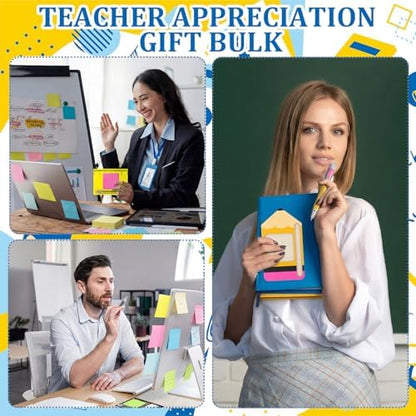 18 Pcs/6 Set Teacher Gifts Wooden Note Holders with Sticky Notes and