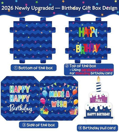 Birthday Money Box for Cash Gift Pull, Surprise Gift Boxes for Money