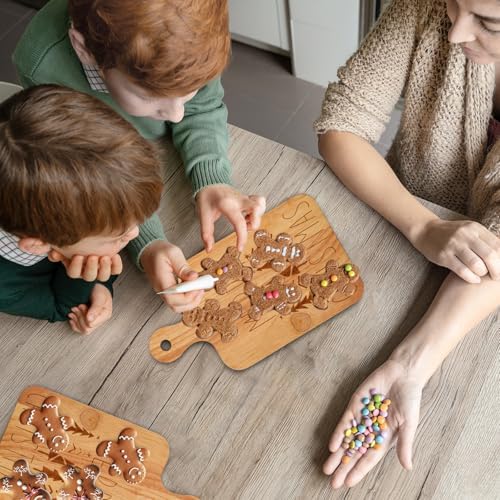 JarThenaAMCS 2 Pcs Merry Christmas Wood Cutting Board with Ribbon Xmas