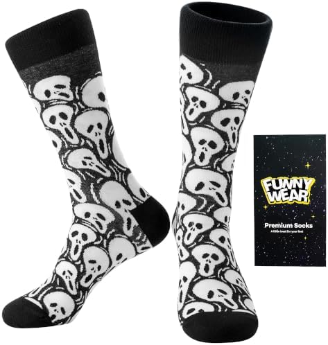 Mens Halloween Socks, Funny Crazy Novelty Skull Skeleton Crew Socks