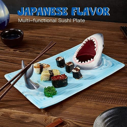 Shark Plates, Shark Sushi Plate, Handmade Ceramic Taco Holder