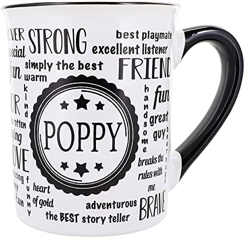Cottage Creek Poppy Coffee Mug, Word Art Cup, Fathers Day Gift for