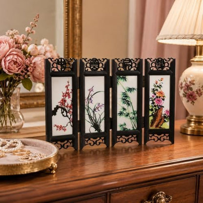 LUOZZY Chinese Mini Panel Divider Tabletop Folding Screen Tiny Room