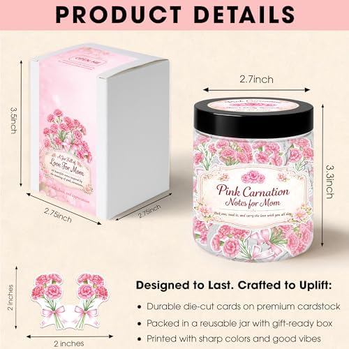Pink Carnation for Mom Emotional Supports Jar, Desk Accessories