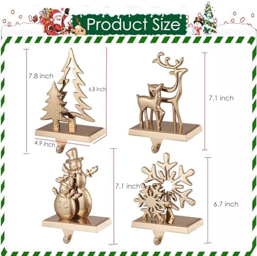 4pcs Christmas Stocking Holders for Mantel, Snowman Stocking Hangers