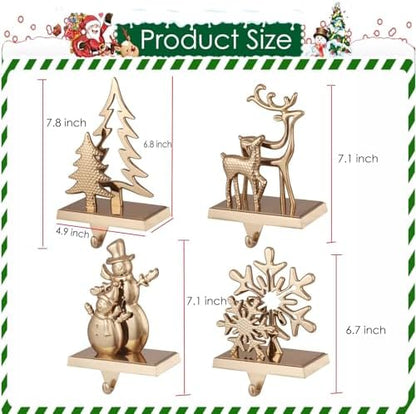 4pcs Christmas Stocking Holders for Mantel, Snowman Stocking Hangers