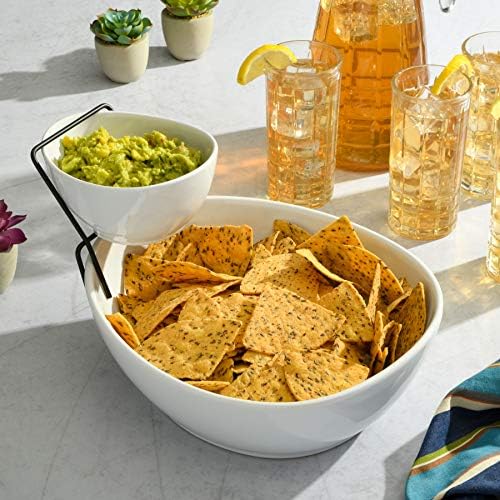 Gibson Home Gracious Dining Dinnerware, 3pc Chip & Dip Set with Metal