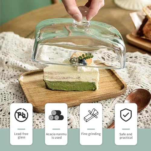 2 Pack Rectangular Wooden Cake Stand, 4 x 6.3 Mini Cake Plate Holder