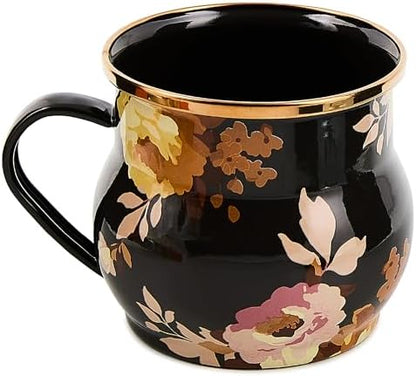 MACKENZIE-CHILDS Enamel Mug, 16 Ounces, Wild Rose Brown