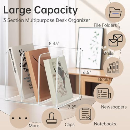 Acrylic Desk Organizer Book Organizer, Magazine File Holder, Vertical