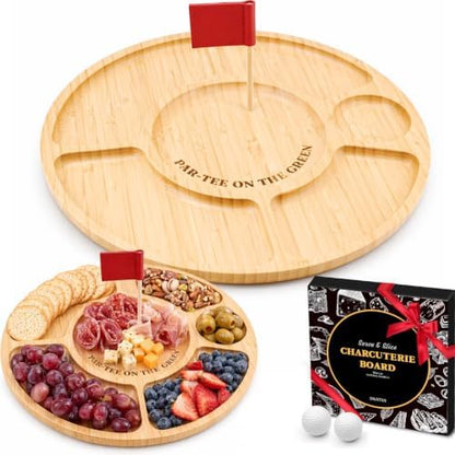 Golf Charcuterie Board, 12 Inch Bamboo Serving Tray