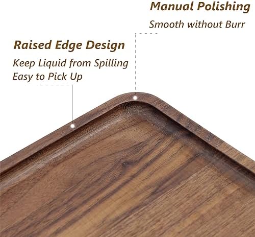 Wooden Serving Tray Walnut Wood Breakfast Platter Food Snack Dessert