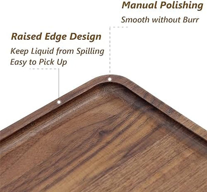 Wooden Serving Tray Walnut Wood Breakfast Platter Food Snack Dessert
