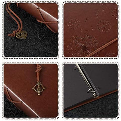 ThxMadam Leather Scrapbook Album 60 Pages Vintage Love Photo Album,11