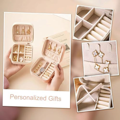 DayOfShe Personalized Travel Jewelry Box with Name and Birth Flower
