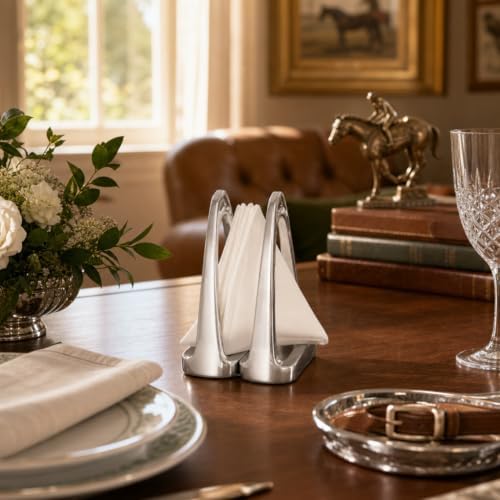 Arthur Court Equestrian Stirrup Napkin Holder - Durable Aluminum