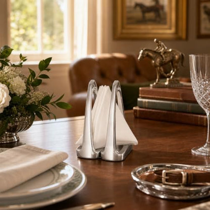 Arthur Court Equestrian Stirrup Napkin Holder - Durable Aluminum