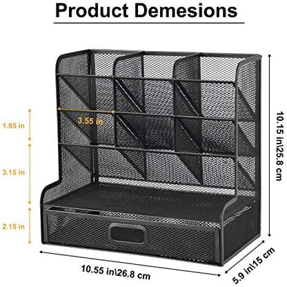 Marbrasse Mesh Pen Holder for Desk, Multi-Functional Pencil Organizer
