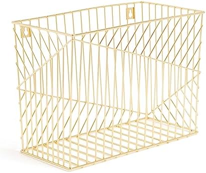 U Brands Wire Metal Hanging File Organizer, Letter Size, Gold Finish