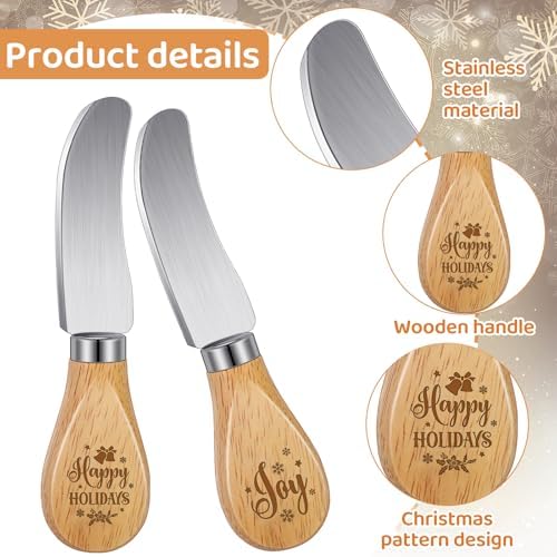 Teenyyou 10 Pcs Christmas Cheese Spreader Knives, 5.1" Stainless Steel