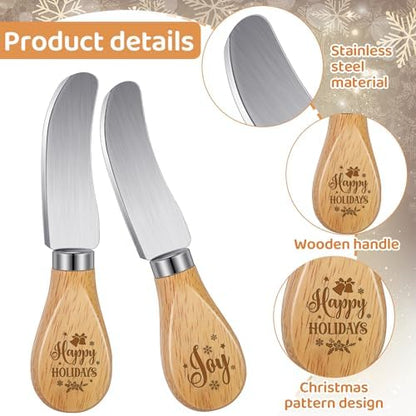 Teenyyou 10 Pcs Christmas Cheese Spreader Knives, 5.1" Stainless Steel