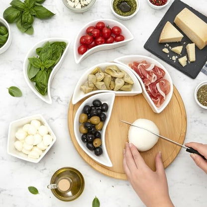 Cididu Ceramic Serving Tray Platters Lazy Susan, Rotating Divided