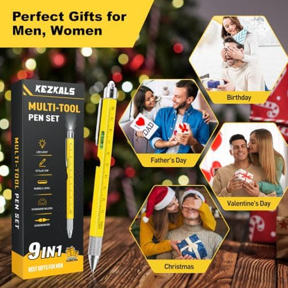 KEZKALS Gifts for Men 9 in 1 Multitool Pen Stocking Stuffers for Men
