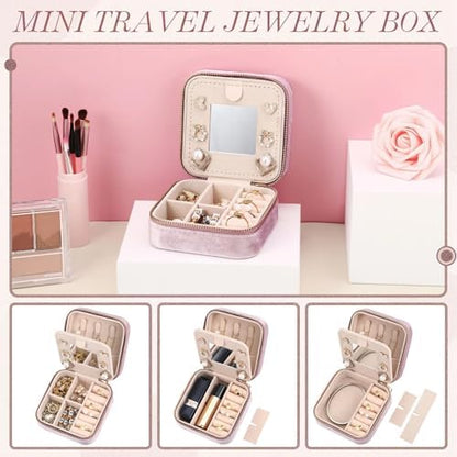 Yinkin 6 Pcs Travel Jewelry Case Portable Bridesmaid Gift Box Velvet