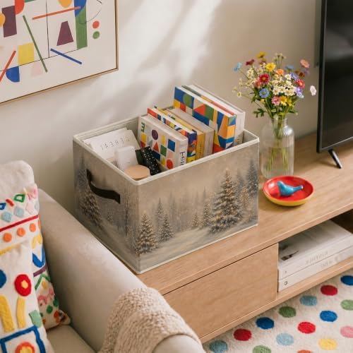 Christmas Winter Forest Foldable Storage Bins with Handles