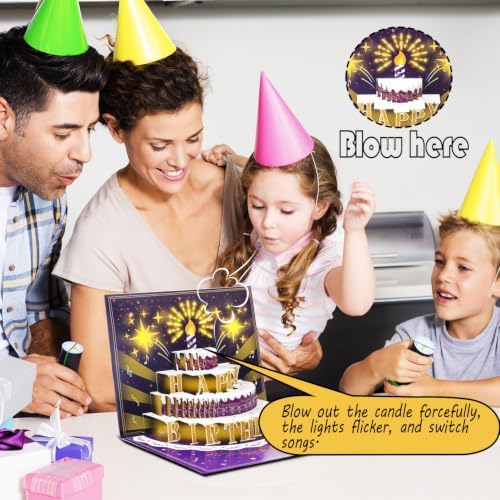 Pop Up Birthday Cards for Women -LED Light & Music Birthday Card