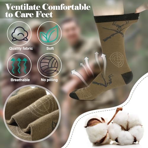 Eurzom 6 Pairs Funny Hunting Socks for Men Outdoorsy Gifts