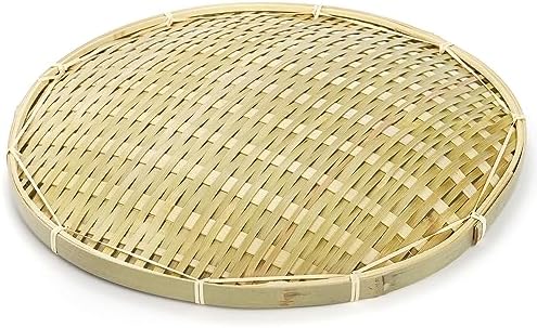 ZENFUN 4 Packs Bamboo Basket Tray, 12 In Round Hand Weave Bread