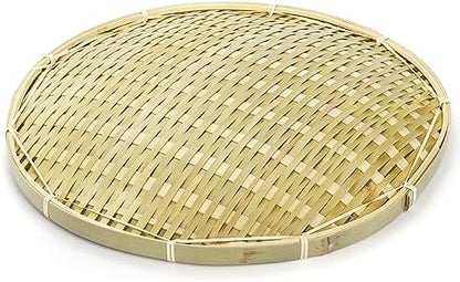 ZENFUN 4 Packs Bamboo Basket Tray, 12 In Round Hand Weave Bread