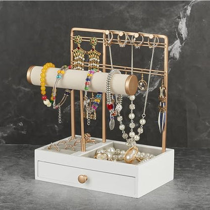 TANG SONG Jewelry Necklace Organizer Stand Storage Holder with Drawer