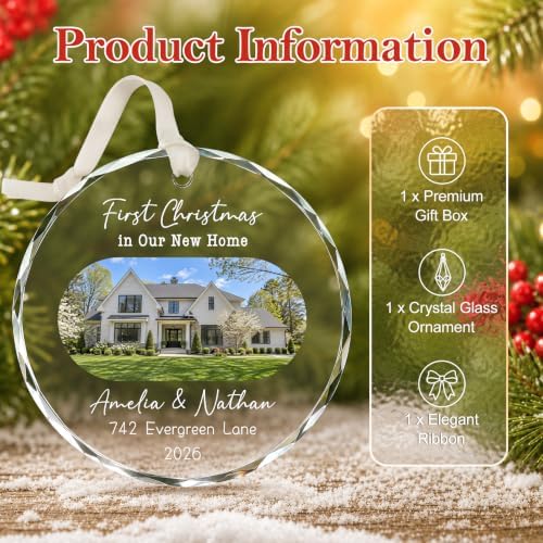 Personalized New Home Photo Ornament 2026, Housewarming Gift for
