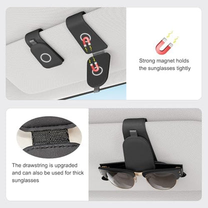 Sotfamily Magnetic Sunglass Holder for Car Visor, 2 Packs, Faux