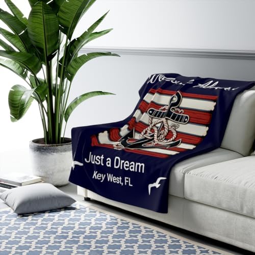 Nautical Boat Sherpa Fleece Blanket Name Personalized Accessories