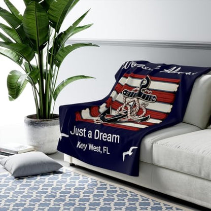 Nautical Boat Sherpa Fleece Blanket Name Personalized Accessories