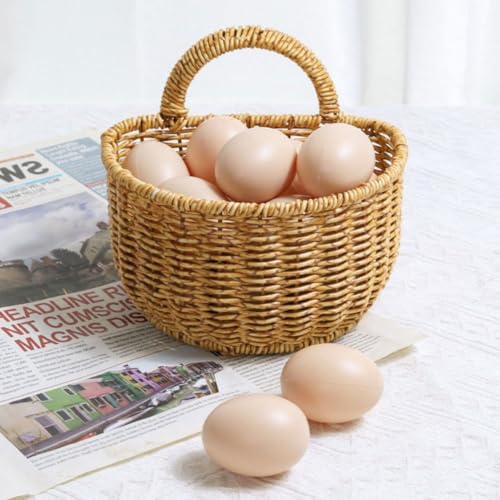 Wall Hanging Basket for Kitchen Fruit Mail Storage, Brown Imitation