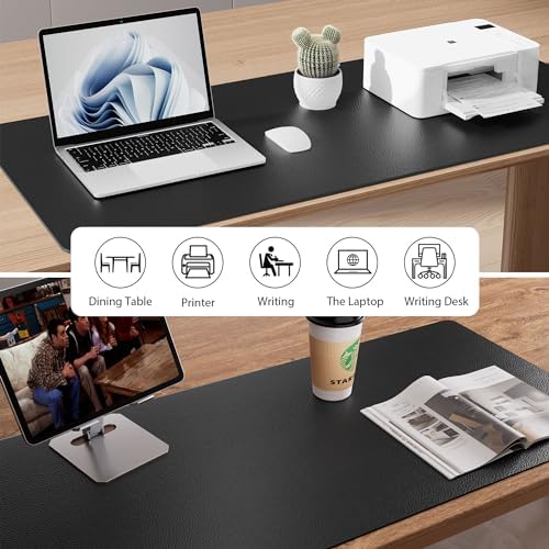 Aothia Leather Office Desk Pad Protector, Non-Slip PU Leather Desk