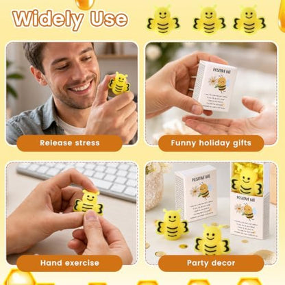 24 Sets Bee Stress Ball for Adults Positive Gifts with Cards Boxes