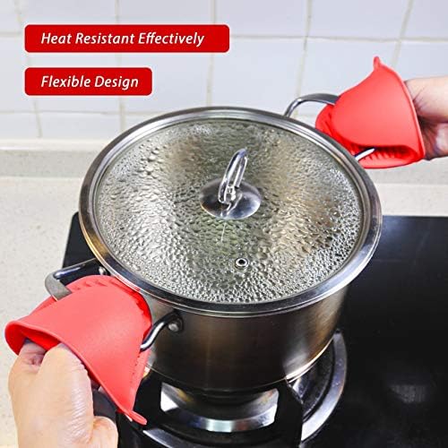 2 Pairs Mini Oven Gloves Silicone Oven Mitts Red and Blue
