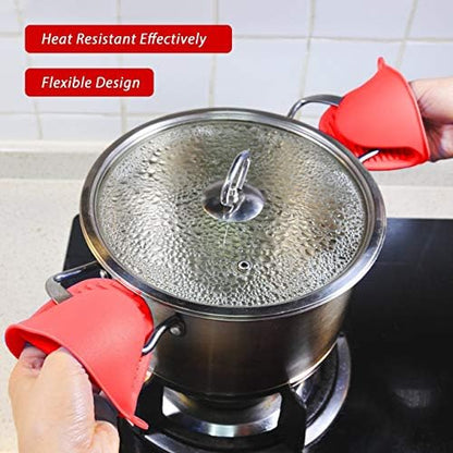 2 Pairs Mini Oven Gloves Silicone Oven Mitts Red and Blue