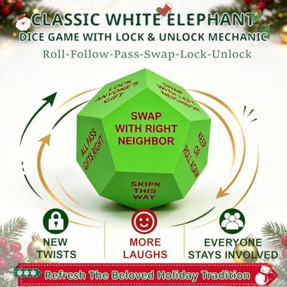 Santa Swap Gift Exchange Dice, Christmas Stocking Stuffers for Men