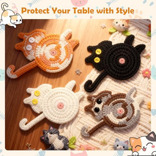 Coasters Set of 4 - Stocking Stuffers for Women, Cute Coffee Coaster