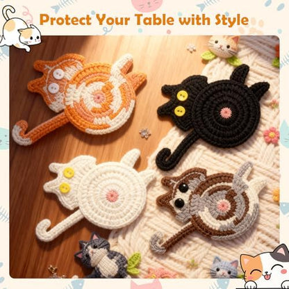 Coasters Set of 4 - Stocking Stuffers for Women, Cute Coffee Coaster