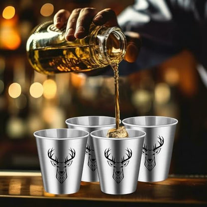 Deer Head Shot Glasses Bulk Set of 4 with Gift Box for Men Women
